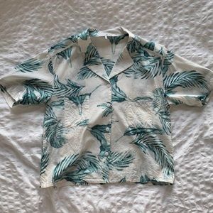 OAK + FORT cropped Hawaiian shirt